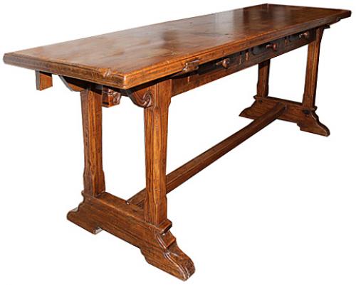 A 19th Century Italian Simple Rusticated Teak Sofa or Console Table No. 3396