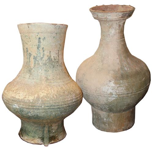 Two Chinese Han Dynasty Glazed Earthenware Jars No. 4504