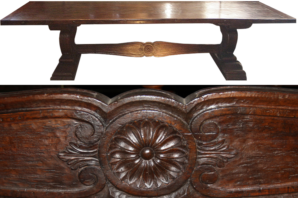 A Magnificent Palazzo-Scaled 17th Century Florentine Walnut Fratino Table No. 3624