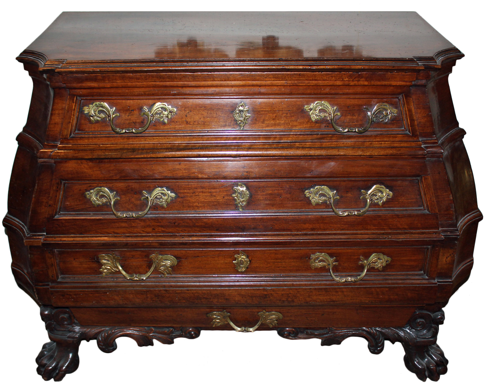 An Extraordinary Early 18th Century Genovese Four-Drawer Walnut Commode No. 3774
