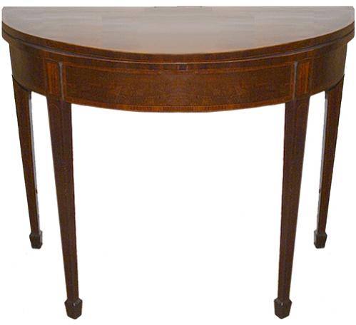 A First Quarter 19th Century Mahogany Demilune Folding Games Table No. 72