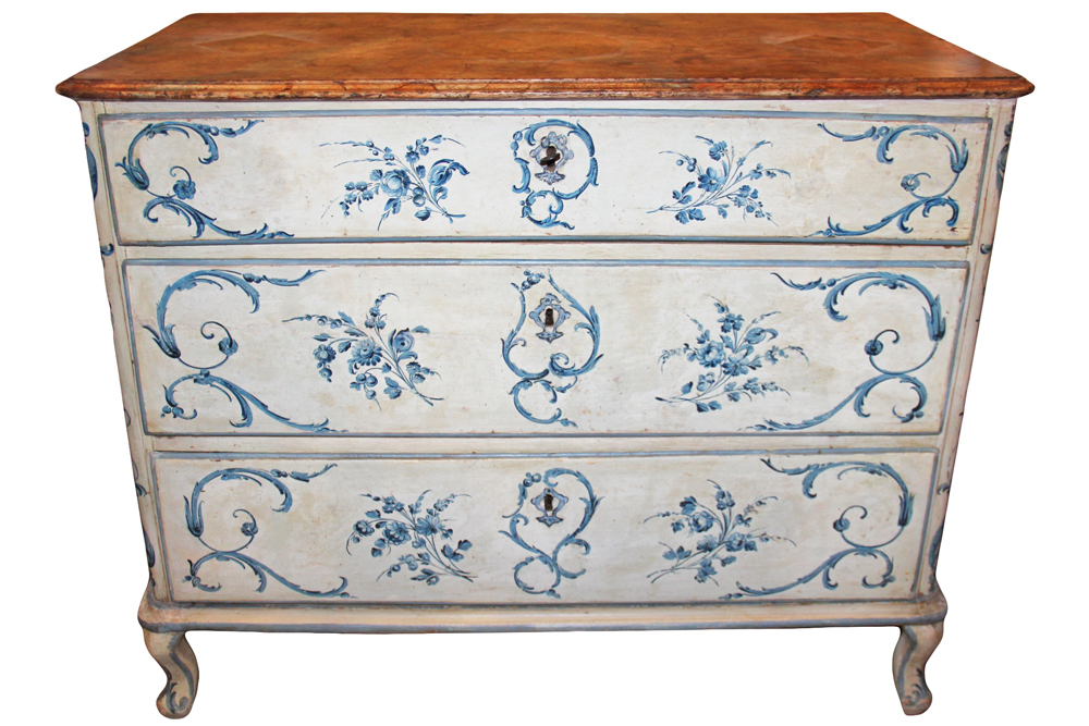 An 18th Century Florentine Three-Drawer Polychrome and Faux Marble Commode 4013