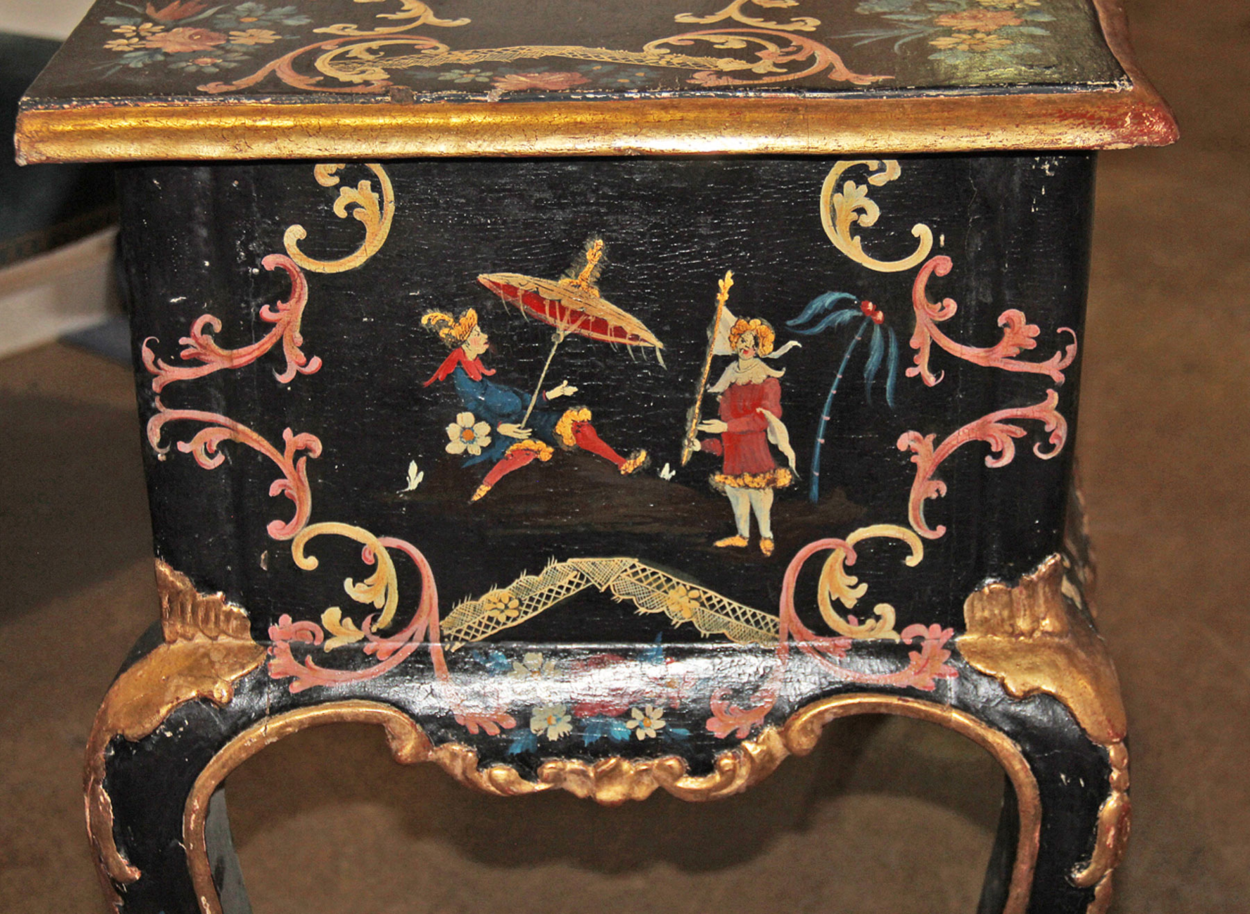A Highly Rare 18th Century Venetian Rococo Chinoiserie Polychrome