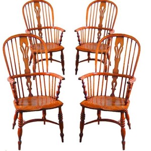 A Harlequin Set of Four Fine 18th Century English Elmwood Windsor Chairs No. 2320