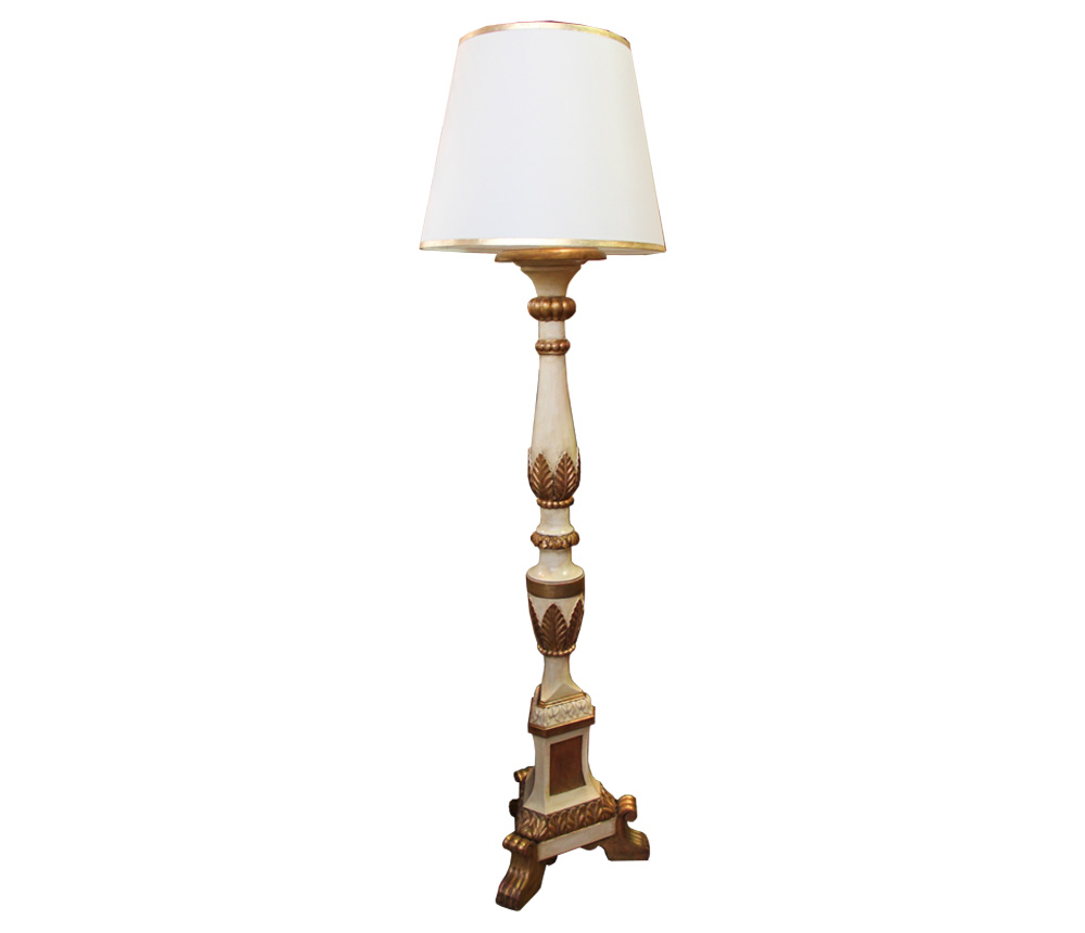 From the Mariani Privé Custom Workshop, An Italian Style Polychrome and Parcel-Gilt Torchère Floor Lamp No. 4552