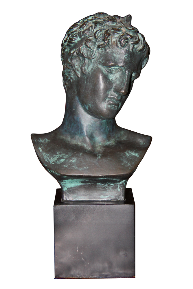 A Decorative 20th Century Italian Verdigris Bust of a Roman Male No. 4592