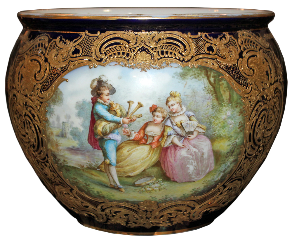 A Large 19th Century Sèvres Porcelain and Parcel-Gilt Cachepot No. 2541