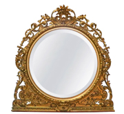 An Attractive Continental Round Carved Gilt Wood Mantel Mirror No. 4852